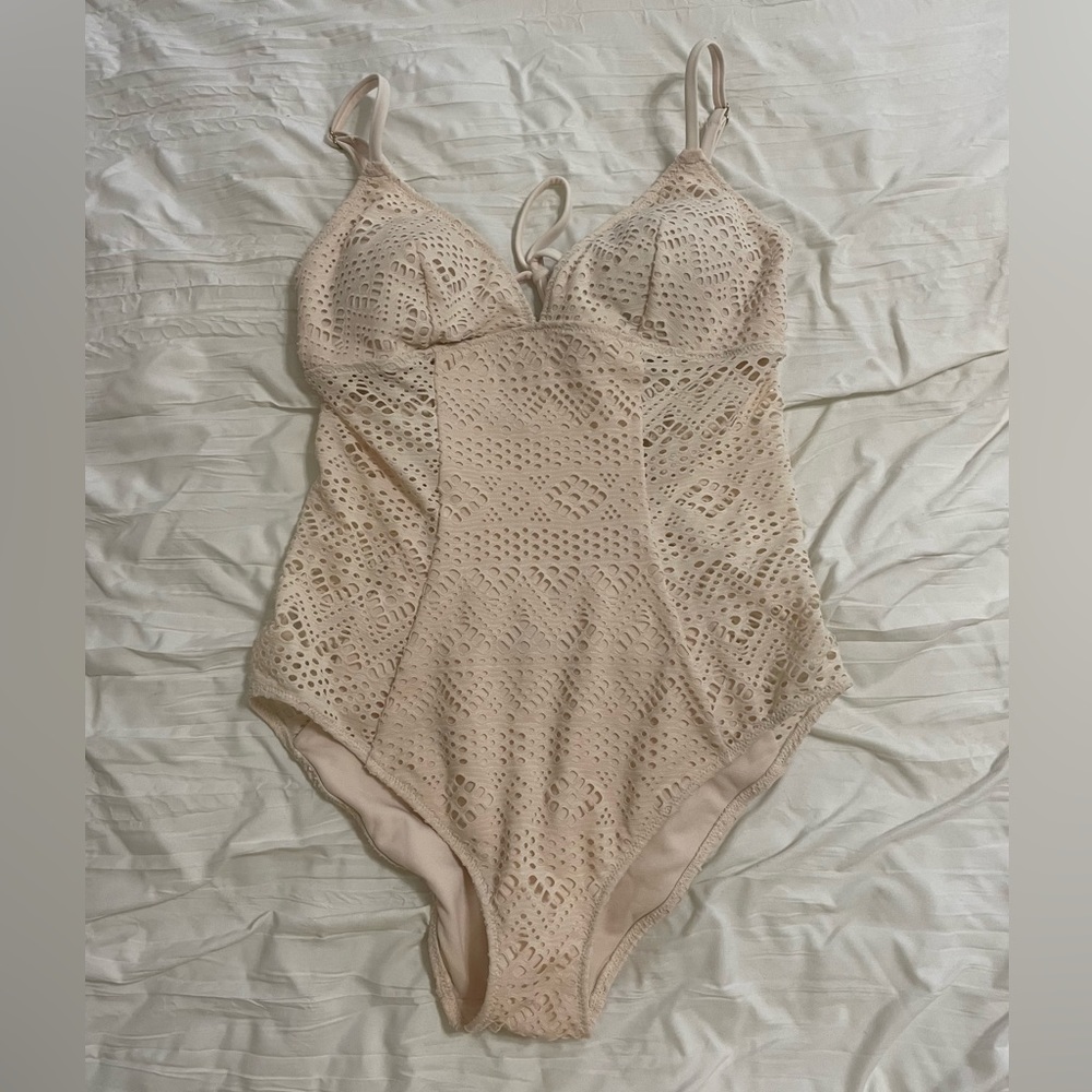 Cream one piece swimsuit size small adore me